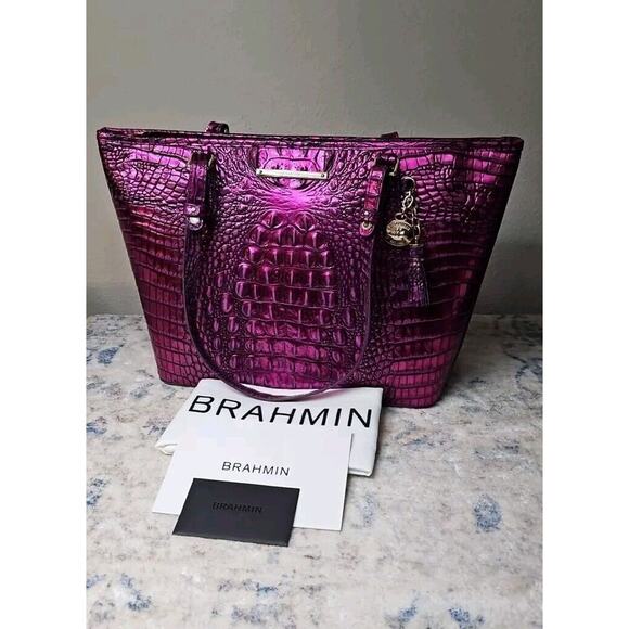 Brahmin Medium Asher Purple Potion Melbourne Leather Tote Handbag Purse NEW - Picture 1 of 9